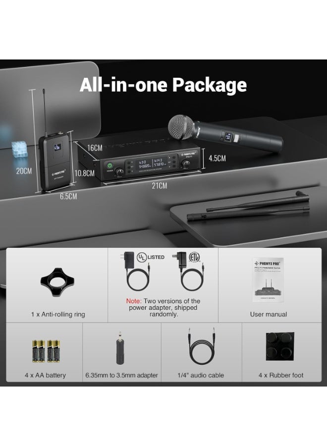 Phenyx Pro PTU-71 New UHF Wireless Microphone System – Professional Multi-Channel Cordless Handheld, Bodypack, Lapel & Headset Mic Set For Long-Range Performance, PA System, Church, Presentations & Events - Image 3